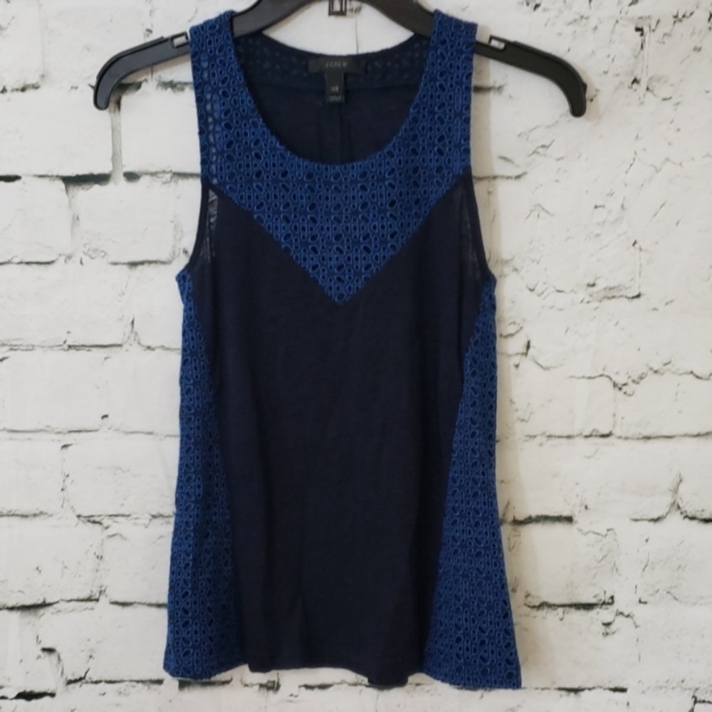 J Crew blue eyelet top